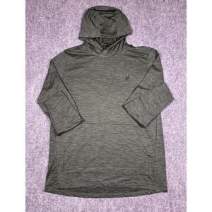 Spyder Hoodie Mens large Active Gray Heathered‎ Pullover Long Sleeve Pocket Top